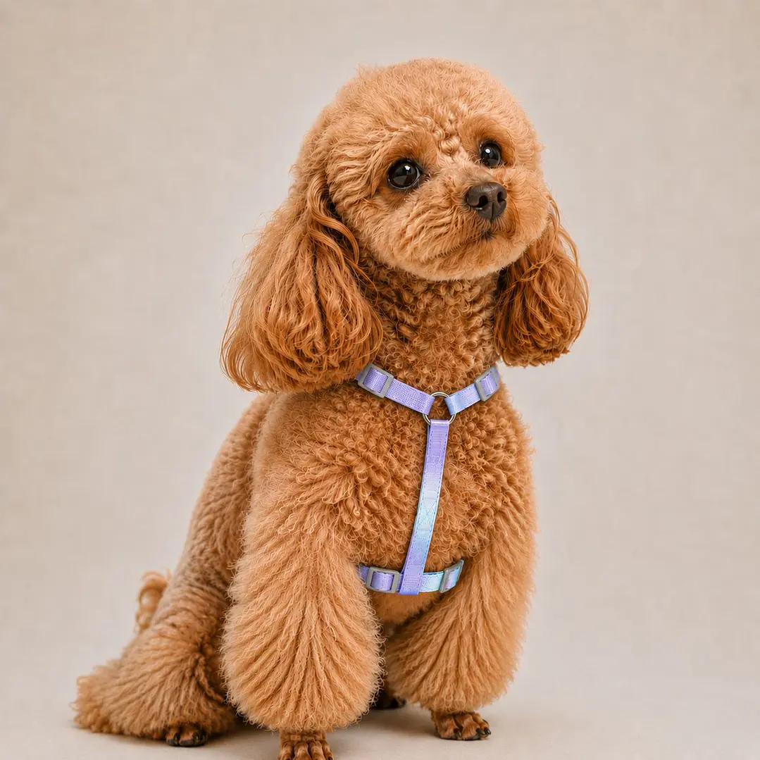 Arnés de Tela Un Click para Perros Talla S Morado y Turquesa 1