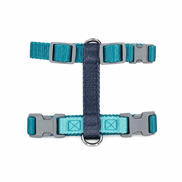 Arnés de Tela Doble Click para Perros Talla S Verde y Gris 2