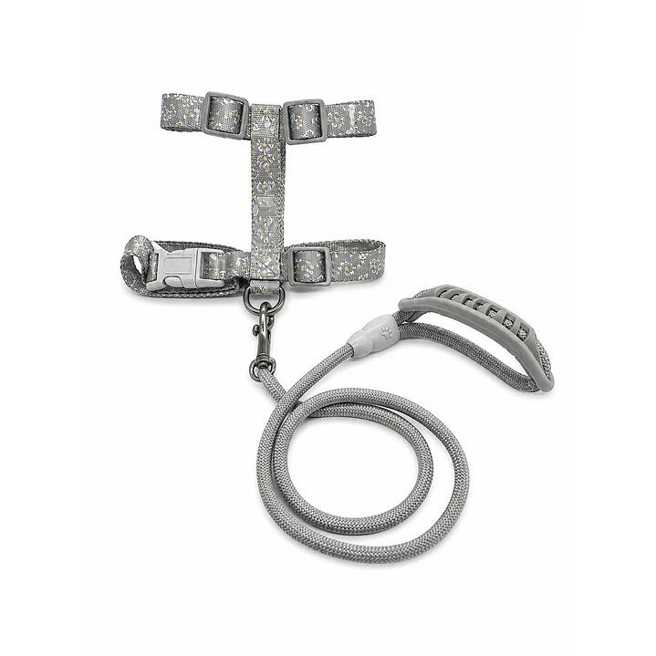Set Arnés con Correa para Perros Talla M Gris 2