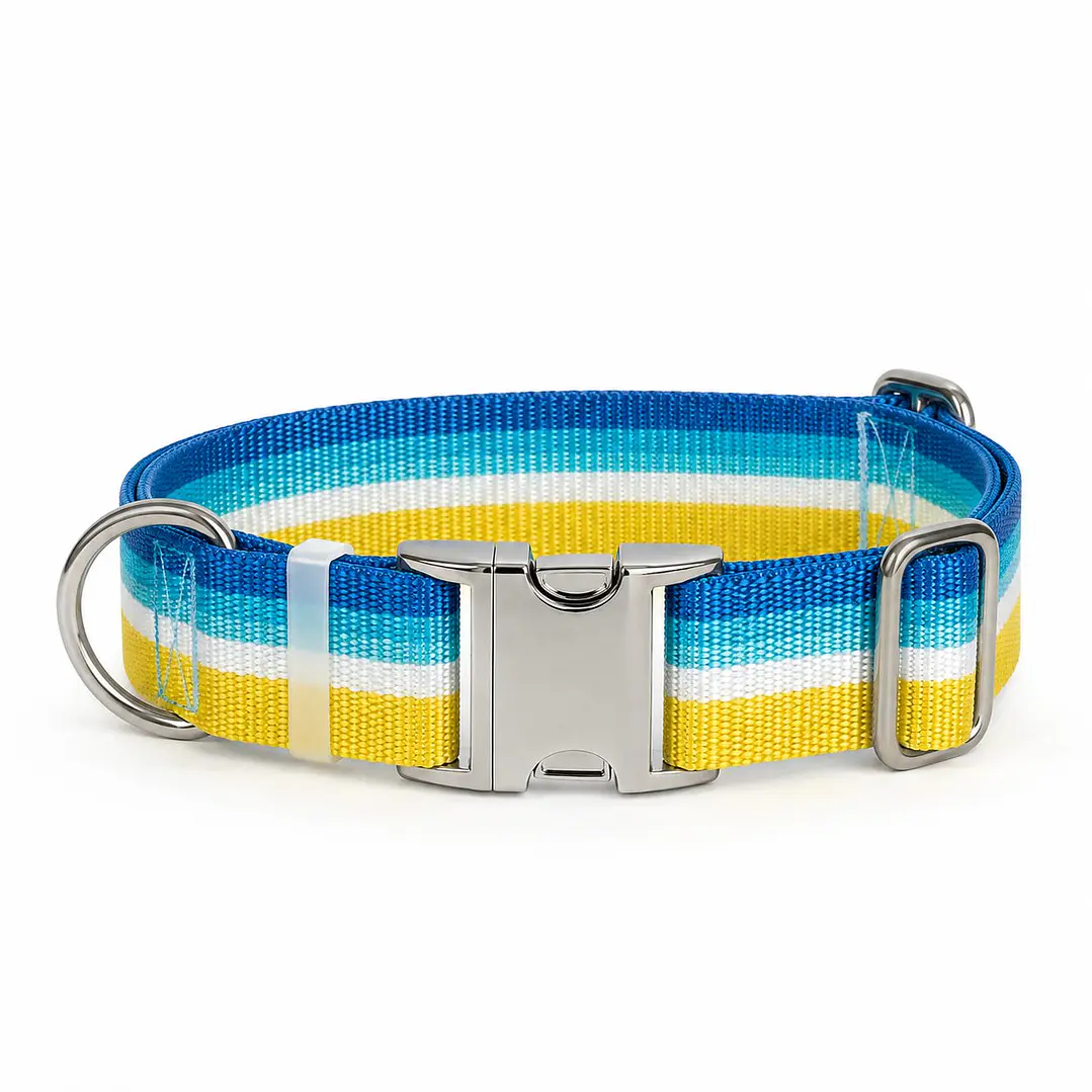 Collar Ajustable para Perros Talla L Amarillo y Azul 2