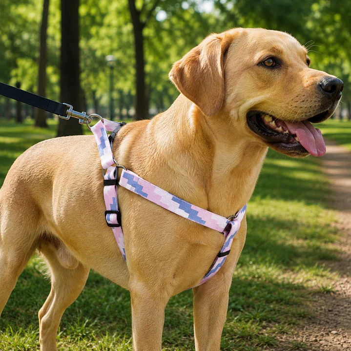Arnés Deluxe Ajustable para Perros Talla L Rosado y Lila 1
