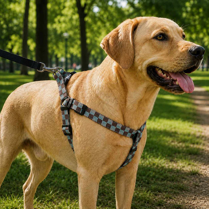 Arnés Deluxe Ajustable para Perros Talla L Cuadrillé 1