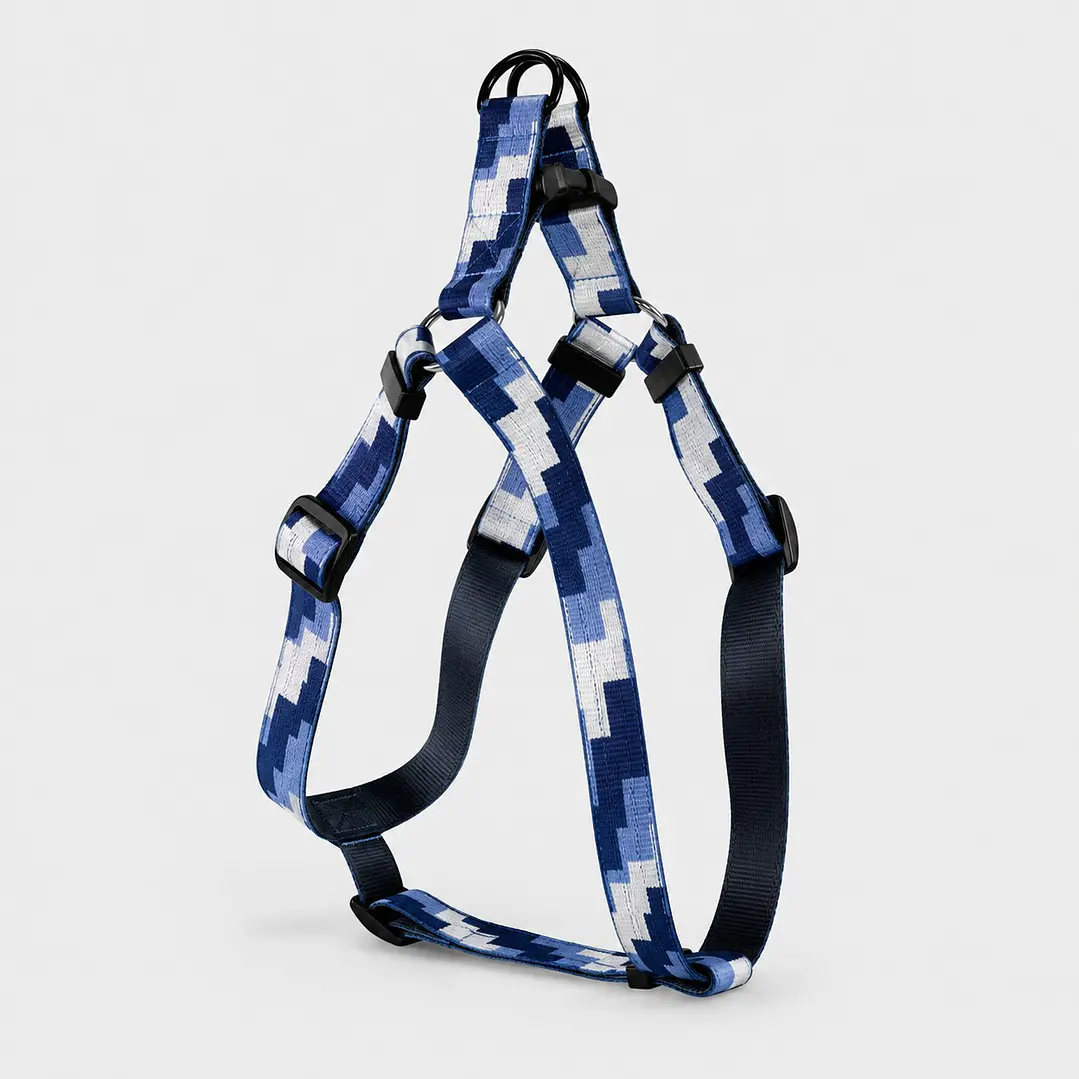 Arnés Deluxe Ajustable para Perros Talla L Celeste, Azul y Blanco 2