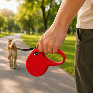 Correa Retráctil para Perros 5mts Roja