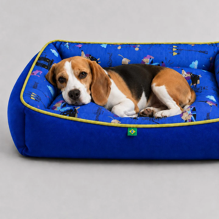 Cama Clásica Reversible Talla L – Diseño Parisina Azul 3