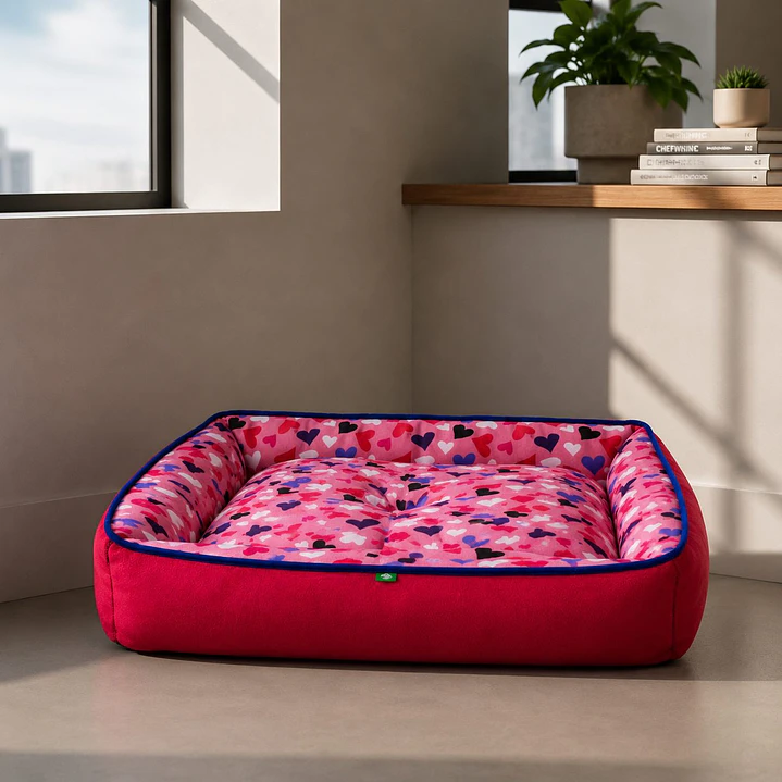 Cama Clásica Reversible Talla XL – Diseño Corazones 1