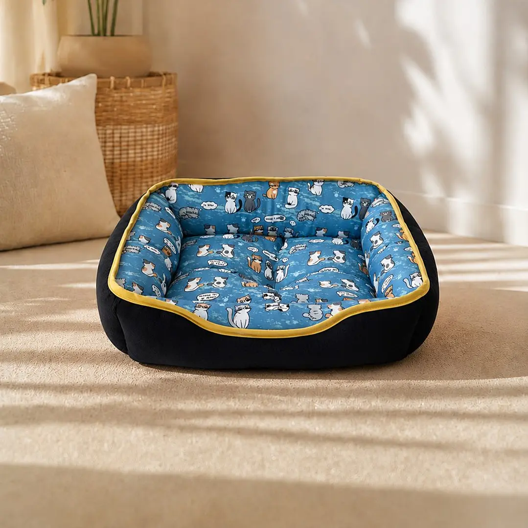 Cama Clásica Reversible Talla M – Diseño Gatitos 1