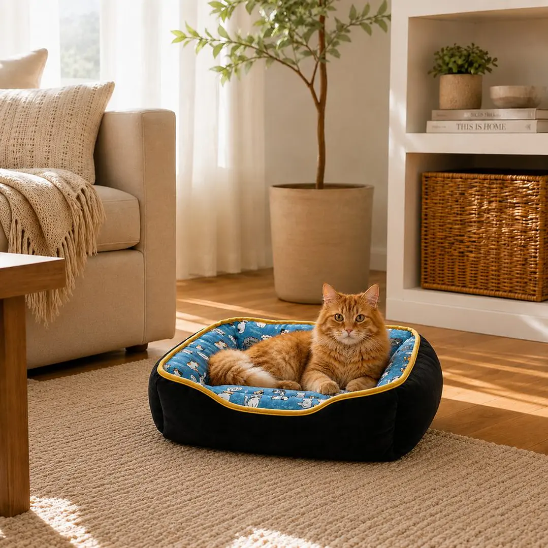 Cama Clásica Reversible Talla M – Diseño Gatitos 2