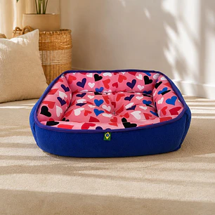 Cama Clásica Reversible Talla M – Diseño Corazones Rosados