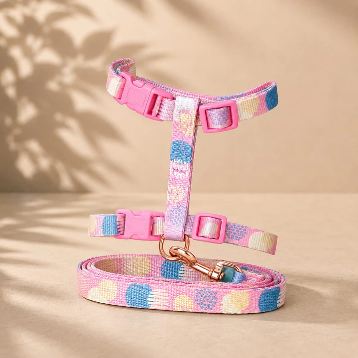 Set Arnés + Correa para Gatos Talla S – Rosada 1