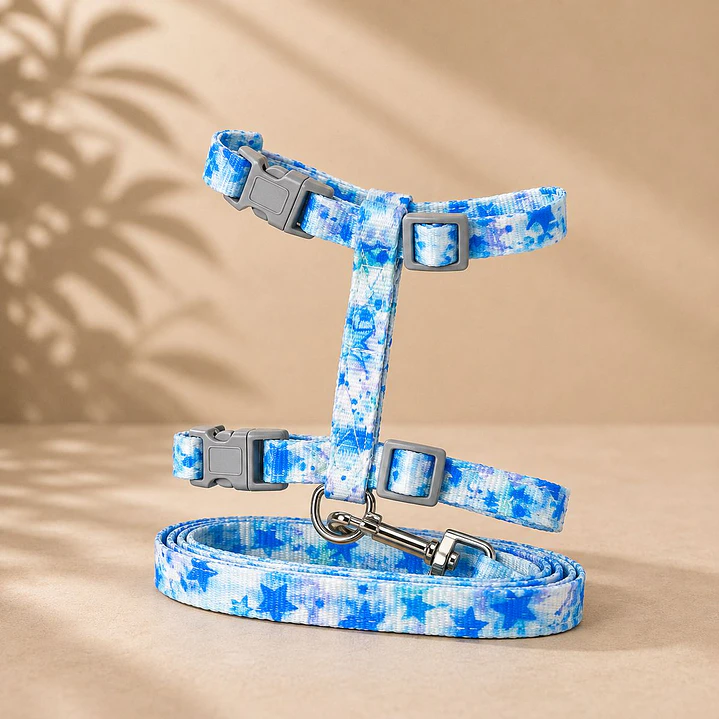 Set Arnés + Correa para Gatos Talla S – Estrellas Azules 1