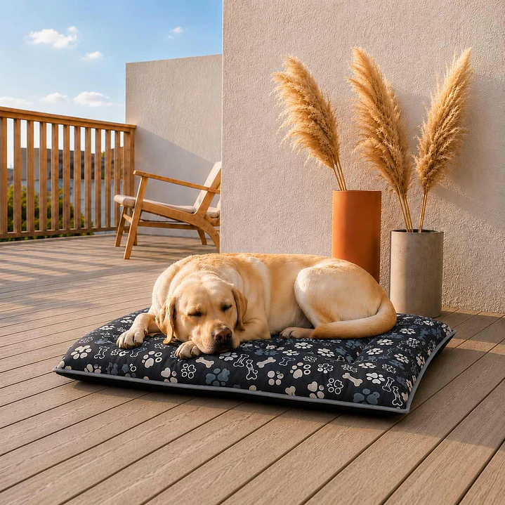 Colchón Plano Reversible Talla XL – Diseño Grafito Patitas 1