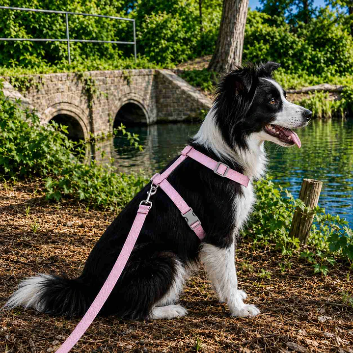 Set Arnés de Tela para Perros Talla L Rosado 3