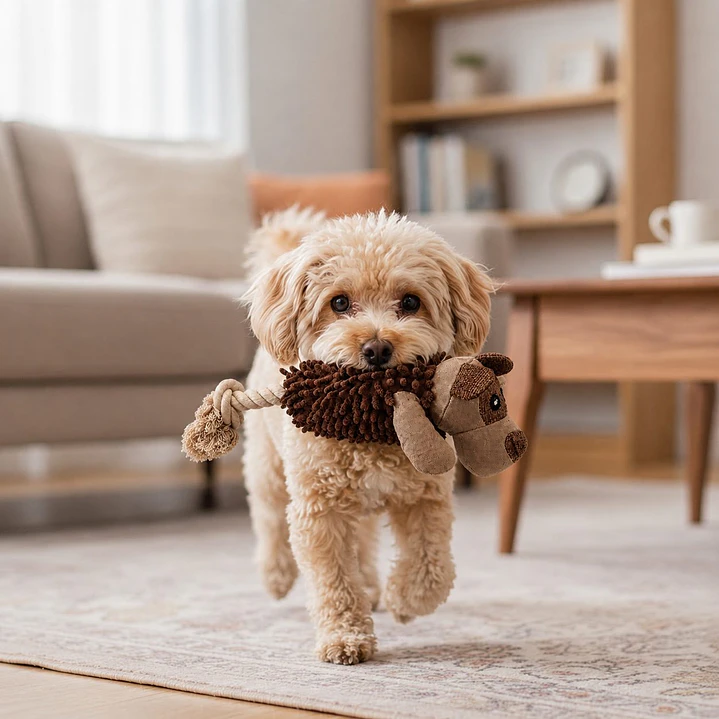 Peluche Perrito con Cuerda para Perros 4