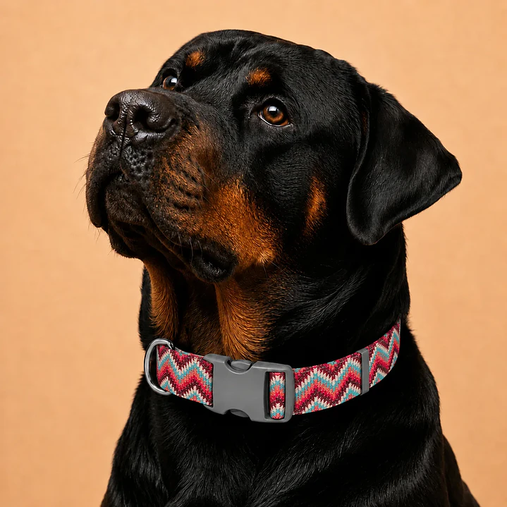 Collar Ajustable para Perros Talla XXL – ZigZag Rojo 1