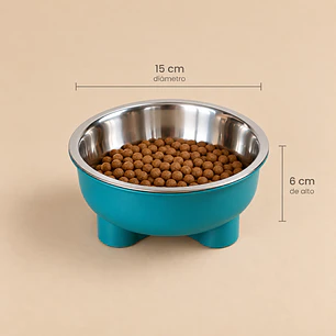 Plato Metálico Elevado con Base Plástica 15 cm para Mascotas