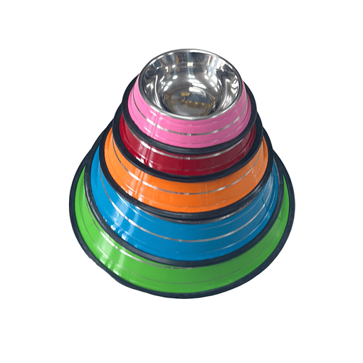 Plato Metalico Antideslizante Para Mascotas de Colores 16 CM