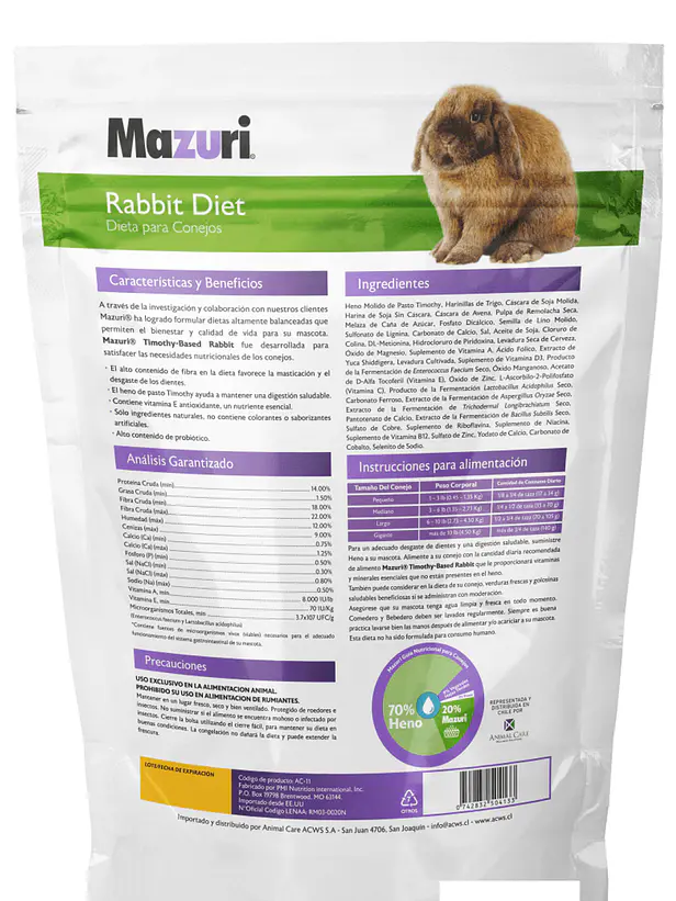 Mazuri Conejo 2,5 Kilo | Alimento Premium Completo para Conejos 3