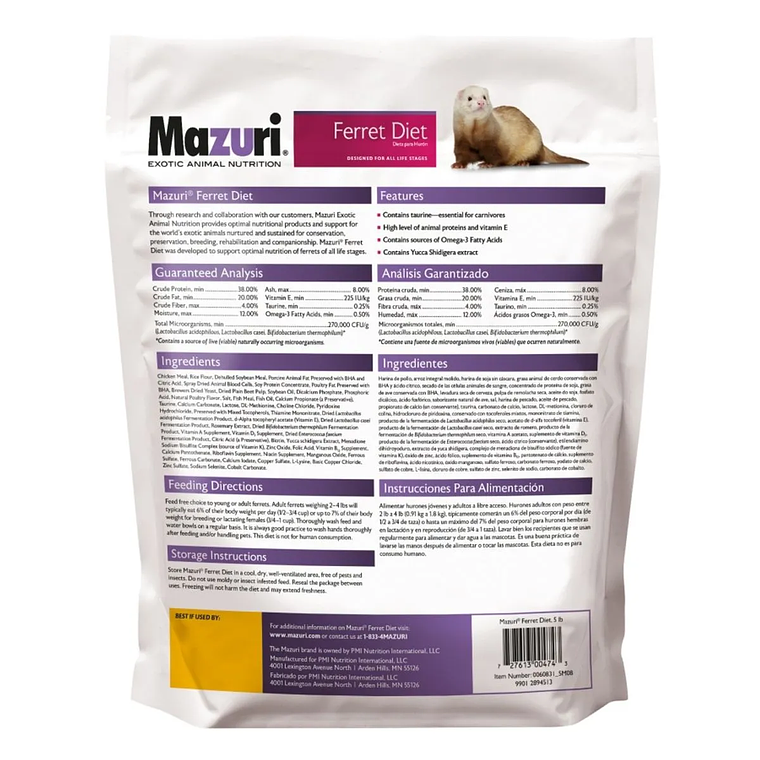 Mazuri Alimento para Ferret Huron 2,26 Kg 2