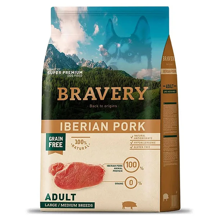 Bravery Perro Adulto Medium/Large Cerdo Ibérico – Alimento Grain Free Premium 1