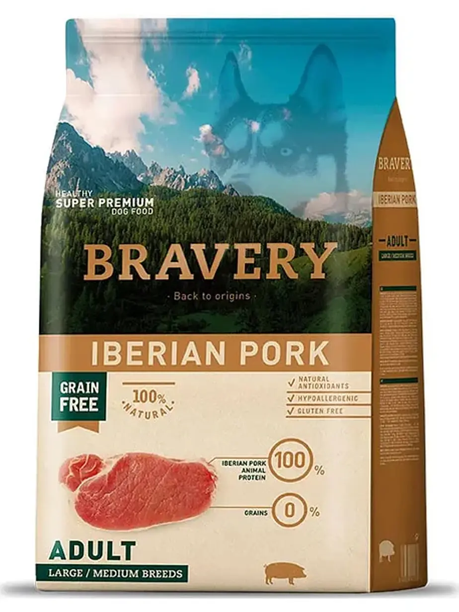Bravery Perro Adulto Medium/Large Cerdo Ibérico – Alimento Grain Free Premium 1