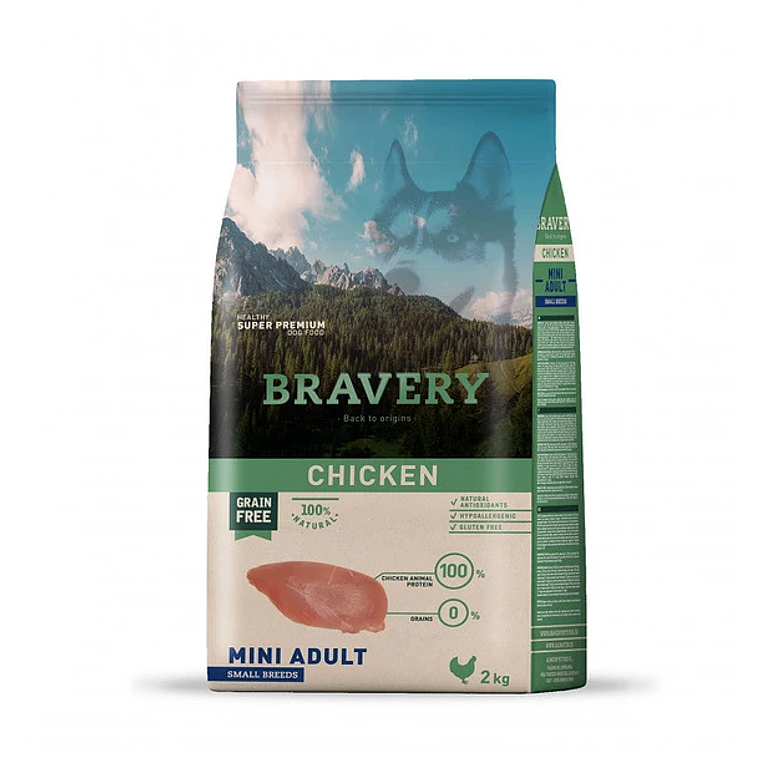 Bravery Perro Mini Adulto Pollo – Alimento Super Premium Grain Free 1