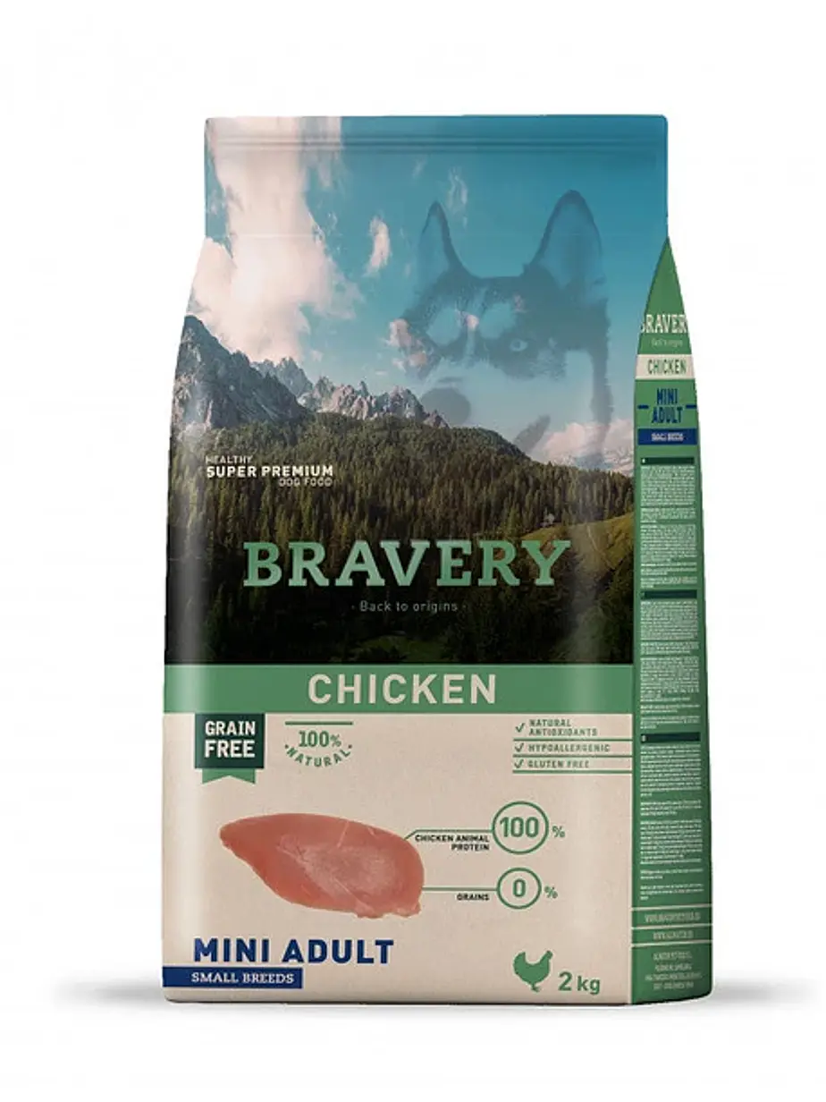 Bravery Perro Mini Adulto Pollo – Alimento Super Premium Grain Free 1
