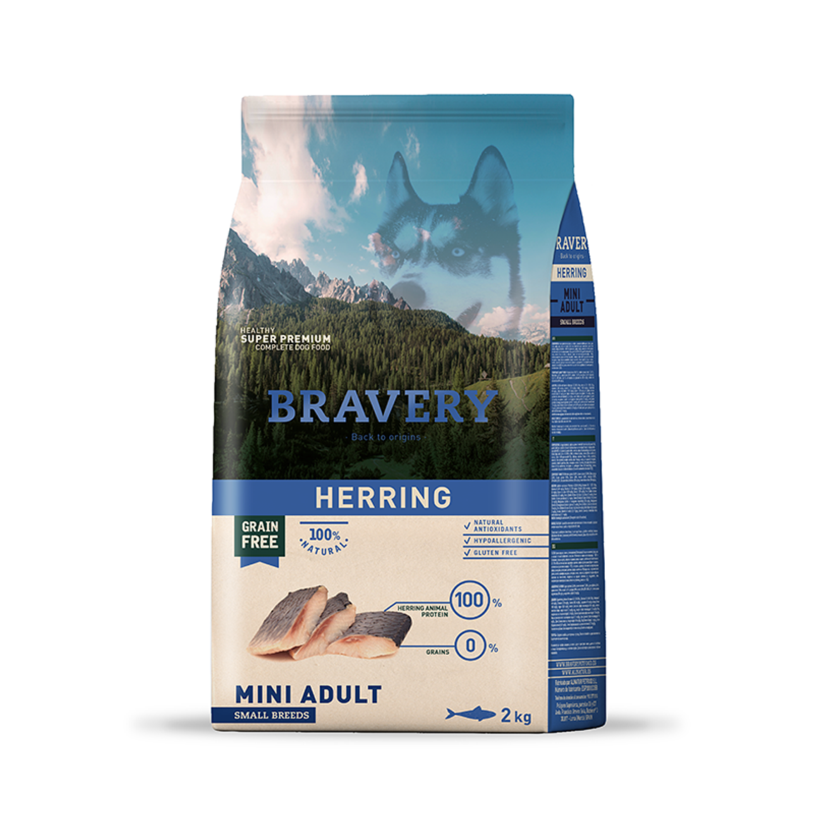 Bravery Perro Mini Adulto Sabor Herring - Alimento Super Premium Grain Free 1