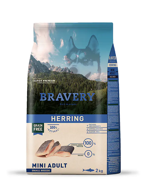 Bravery Perro Mini Adulto Sabor Herring - Alimento Super Premium Grain Free 1