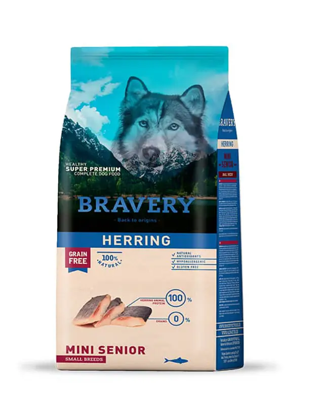 Bravery Perro Mini Adulto Senior Herring - Alimento Grain Free 1