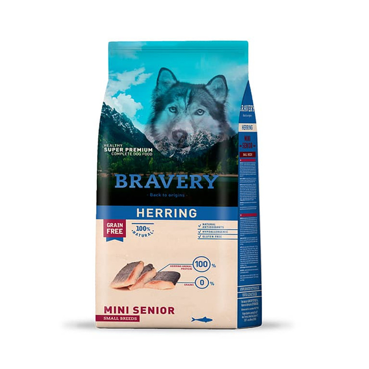 Bravery Perro Mini Adulto Senior Herring - Alimento Grain Free 1