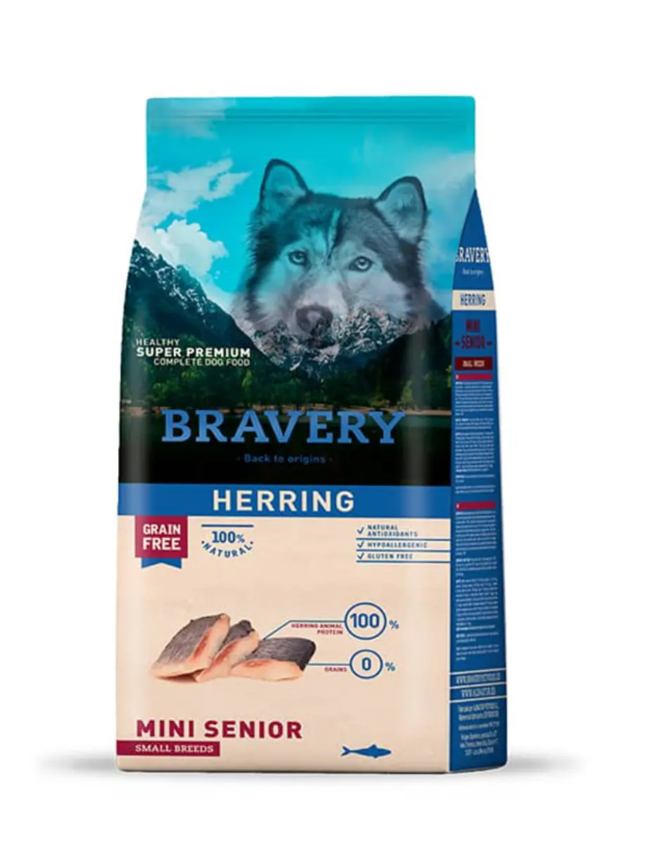 Bravery Perro Mini Adulto Senior Herring - Alimento Grain Free 1