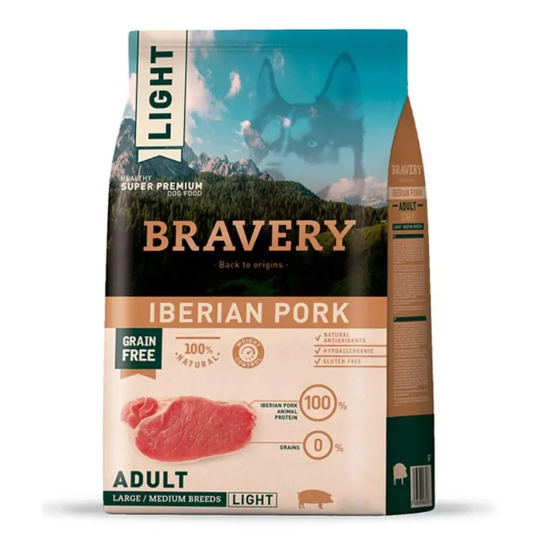 Bravery Perro Adulto Medium/Large Cerdo Light - Alimento Grain Free 1