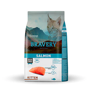 Bravery Gato Kitten Salmon 2 kilo - Alimento para Gatos Super premium Grain Free