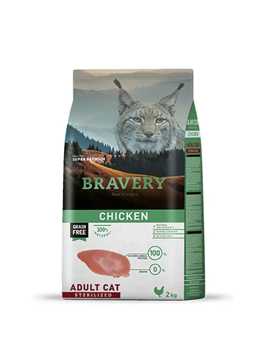 Bravery Gato Adulto Sterilized Pollo - Alimento Super Premium Grain Free 1
