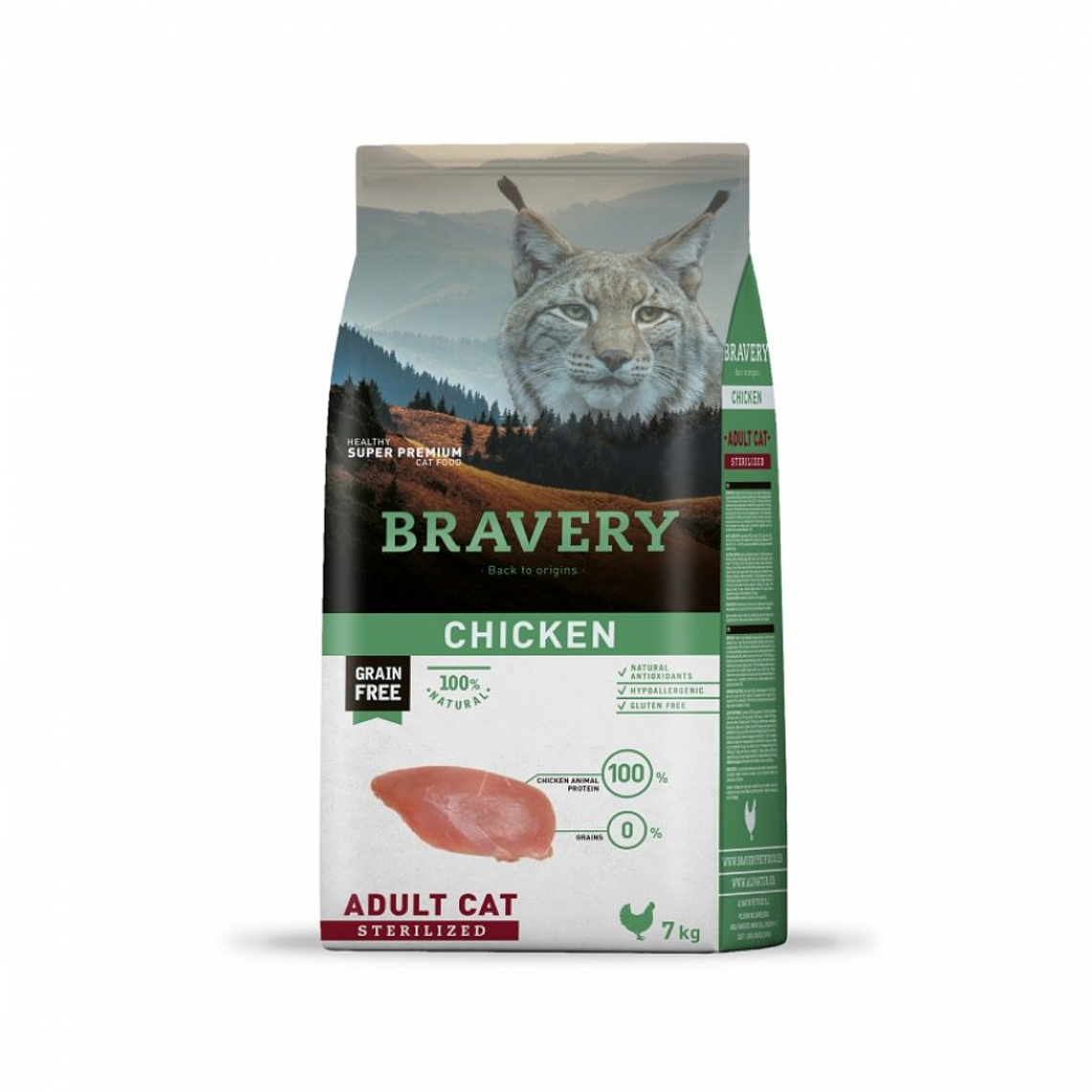 Bravery Gato Adulto Sterilized Pollo - Alimento Super Premium Grain Free 2