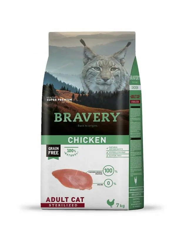 Bravery Gato Adulto Sterilized Pollo - Alimento Super Premium Grain Free 2