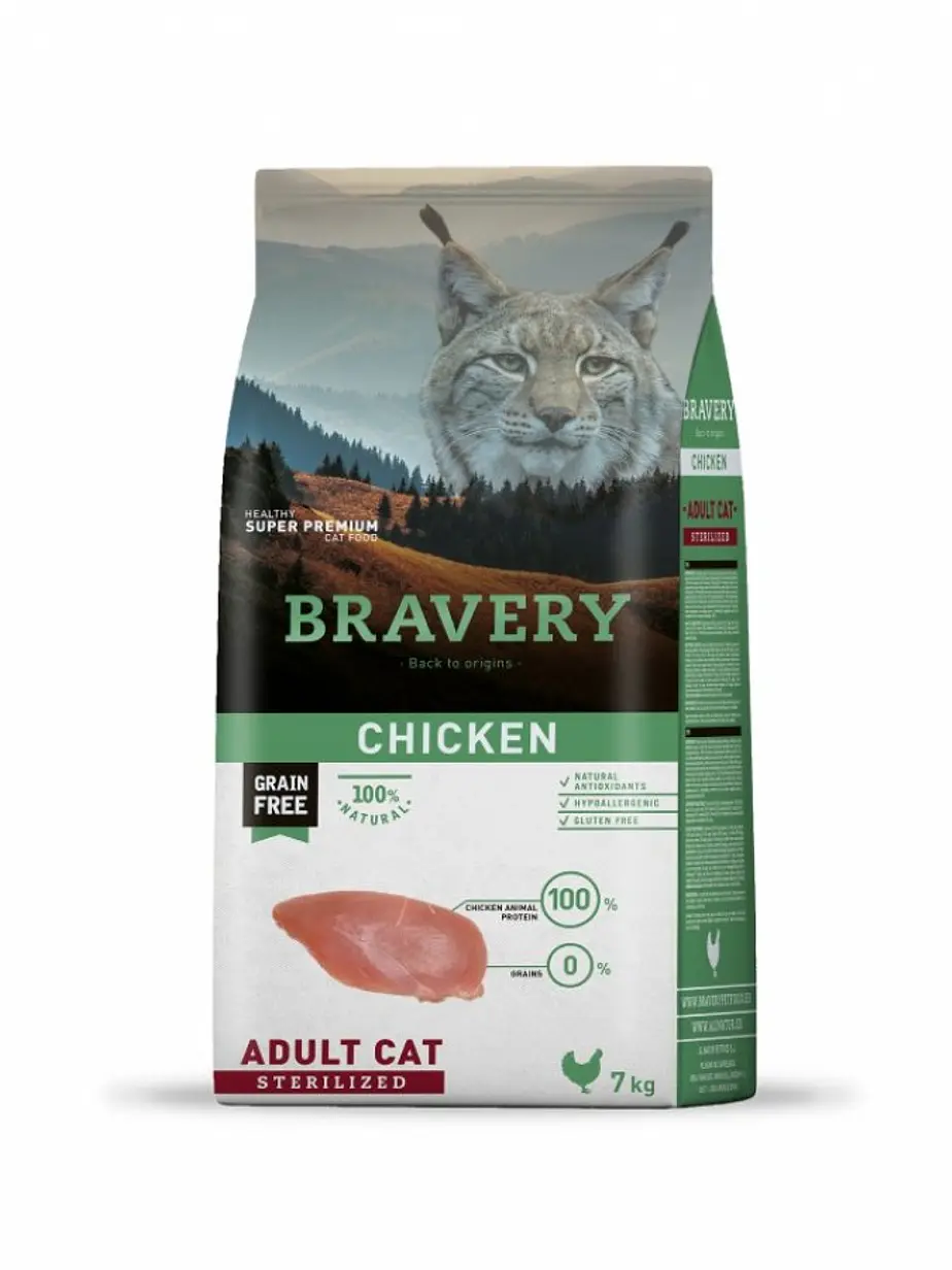 Bravery Gato Adulto Sterilized Pollo - Alimento Super Premium Grain Free 2