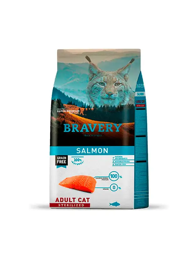 Bravery Gato Adulto Sterilized Salmon - Alimento Super Premium Grain Free 1