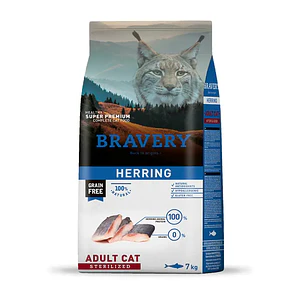 Bravery Gato Adulto Sterilized Herring - Alimento Super Premium Grain Free