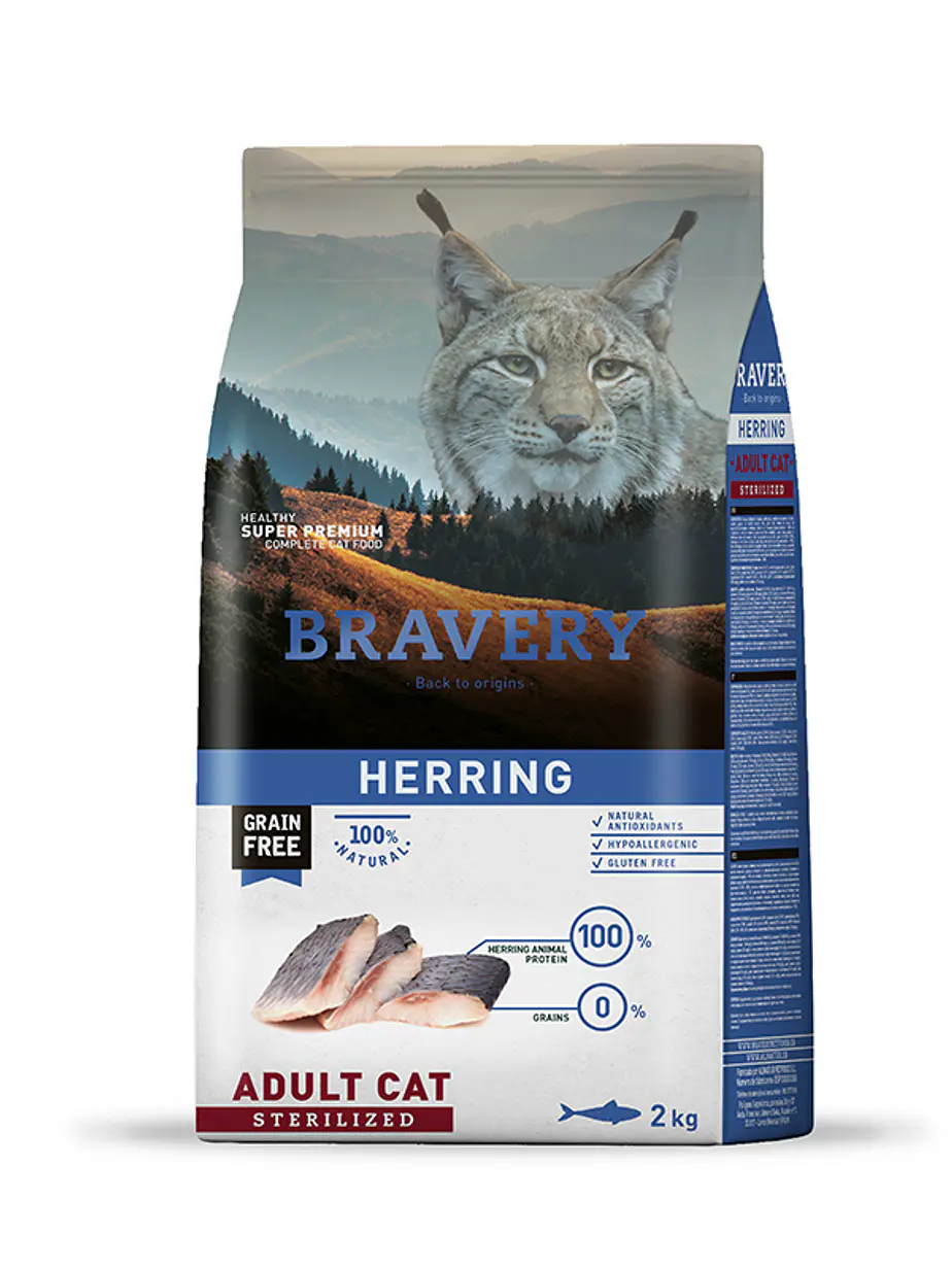 Bravery Gato Adulto Sterilized Herring - Alimento Super Premium Grain Free 2