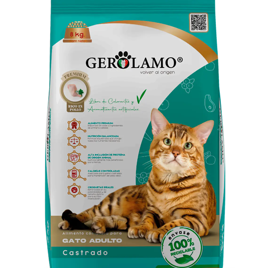 Gerolamo Gato Adulto Castrado Sabor Pollo 2,7 kg – Alimento Seco Premium para Gatos Esterilizados 1