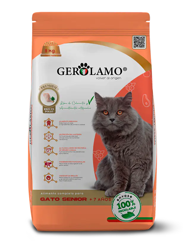 Gerolamo Gato Senior Pollo 2,7 kg – Alimento Seco Premium para Gatos Senior 1