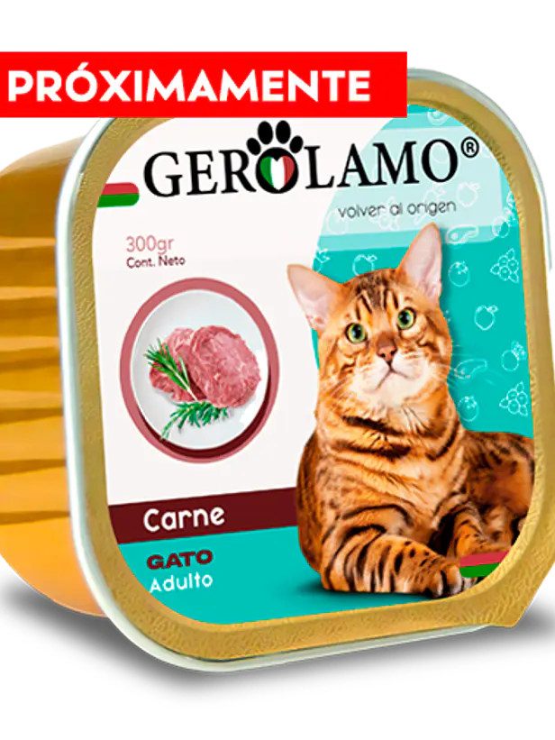 Gerolamo Pate Gato Adulto Sabor Carne - 300 Gramos - Alimento Humedo para gatos adultos 1