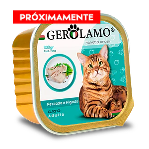 Gerolamo Pate Gato Adulto Sabor Percado e Higado - 300 Gramos - Alimento Humedo para gatos adultos