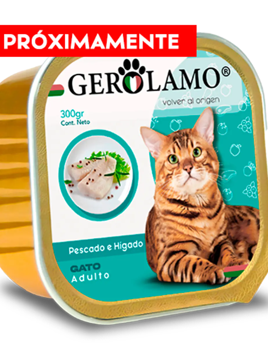 Gerolamo Pate Gato Adulto Sabor Percado e Higado - 300 Gramos - Alimento Humedo para gatos adultos 1