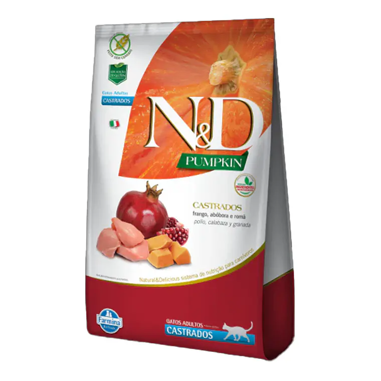 N&D Pumpkin Castrado Pollo, Calabaza y Granada - Alimento Super premium Grain free 1