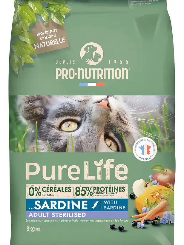 Pure Life Pro Nutrition Gato Adulto Sterelized With Sardine- Alimento super premium Grain Free 1