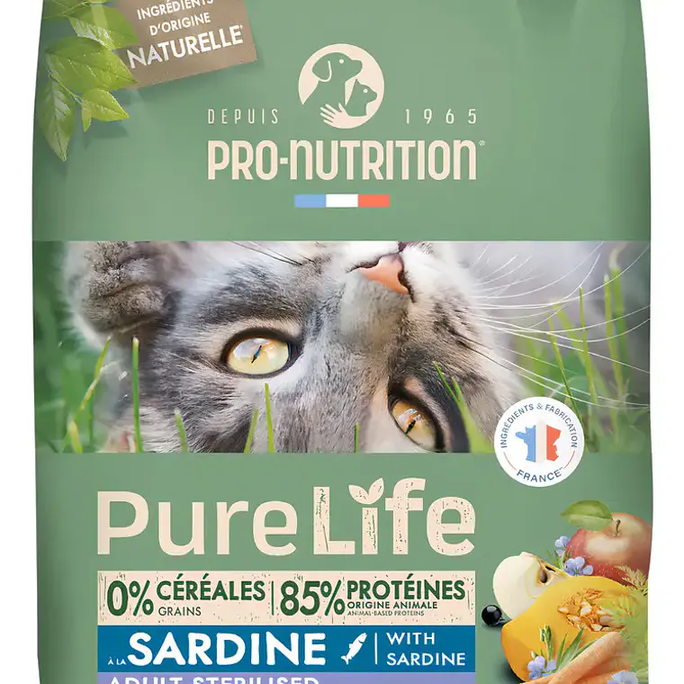 Pure Life Pro Nutrition Gato Adulto Sterelized With Sardine- Alimento super premium Grain Free 1