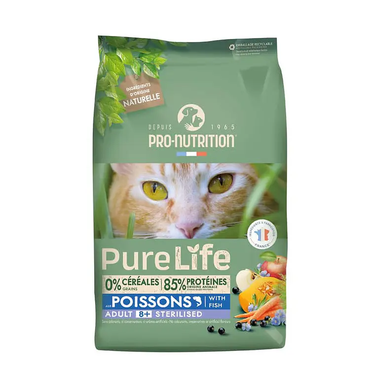 Pure Life Pro Nutrition Gato Sterelized 8+ with Fish- Alimento super premium Grain Free 1